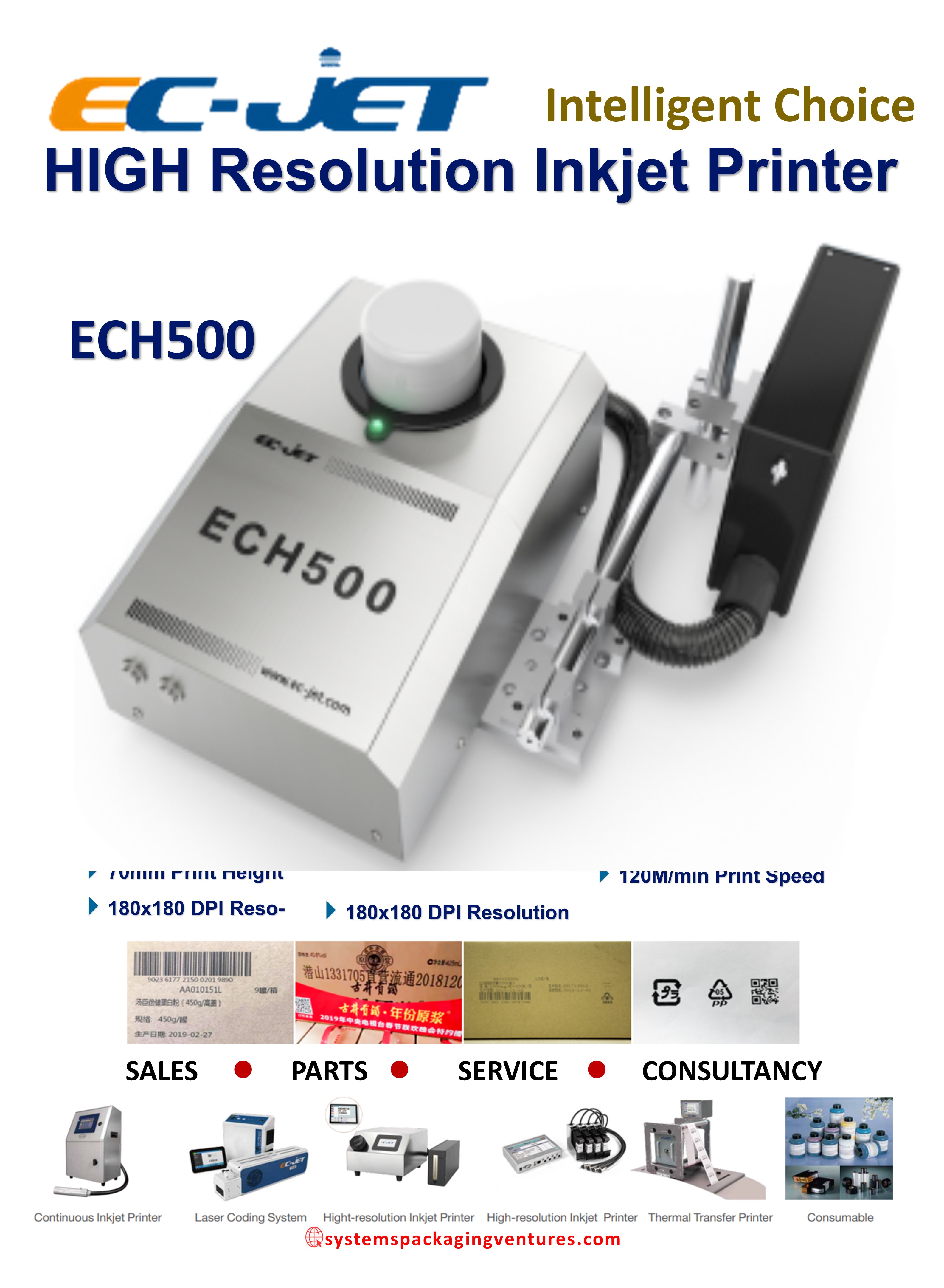 ECH500 HIGH RESOLUTION THERMAL INKJET PRINTER